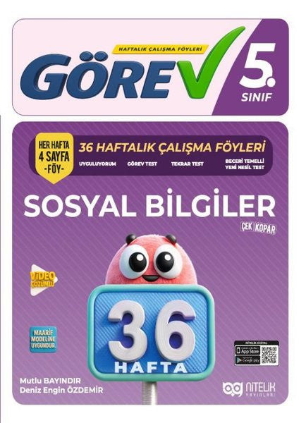 5. Sınıf Görev Sosyal Bilgiler 36 Haftalık Çalışma Föyleri - Deniz Engin Özdemir kitap kapağı