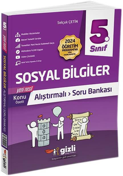 5. Sınıf Sosyal Bilgiler Alıştırmalı Soru Bankası 2024 - Selçuk Çetin kitap kapağı