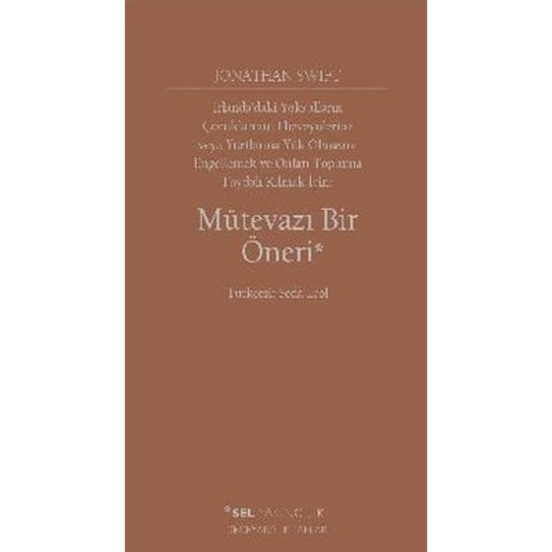 Mütevazı Bir Öneri | Sel Yayıncılık