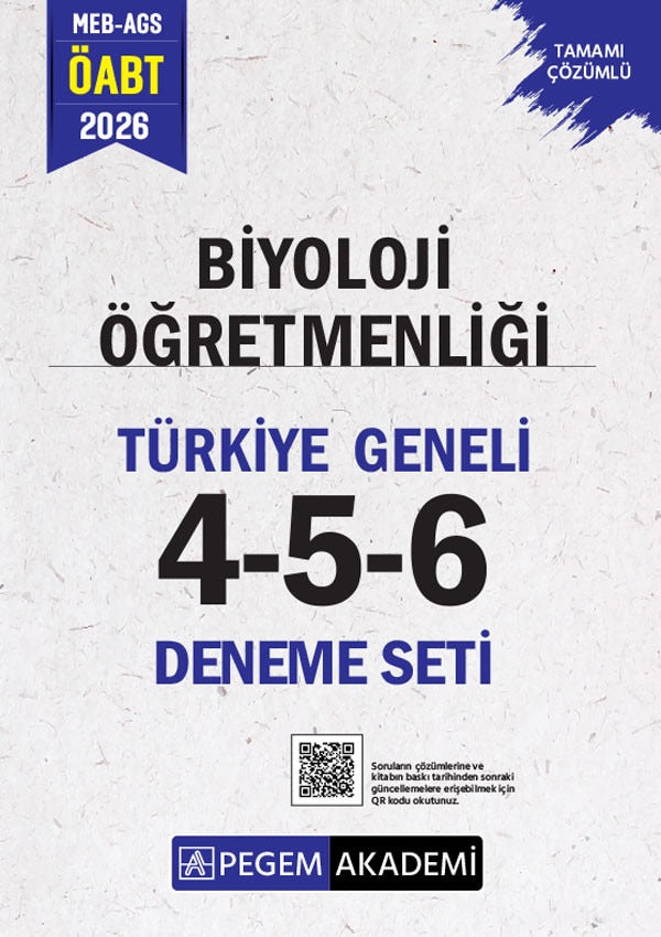 2026 MEB AGS ÖABT Biyoloji Öğretmenliği Tamamı Çözümlü Türkiye Geneli 4-5-6 (3'lü Deneme Seti) | Pegem Akademi Yayıncılık (Ciltsiz)