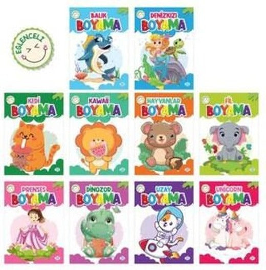 Eğlenceli Boyama Seti - 10 Kitap Takım | Dokuz Yayınları
