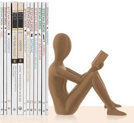 Kitap Tutucu Dekoratif Kitap Desteği Kitap Okuyan İnsan Figürü Biblo-GOLD | Bcoverart