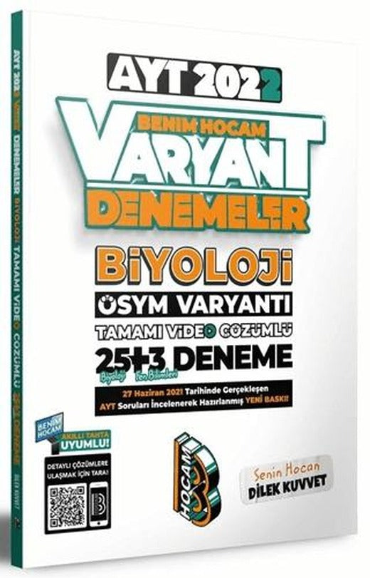 AYT Biyoloji Tamamı Video Çözümlü 25+3 Deneme Sınavı | Benim Hocam Yayınları (Ciltsiz)
