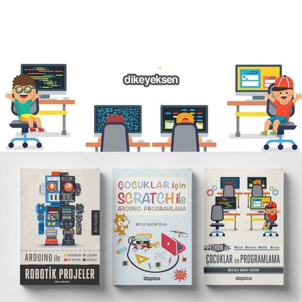 Çocuklar için Scratch ve Kodlama Eğitim Seti - 3 Kitap Takım | Dikeyeksen (İnce Kapak)