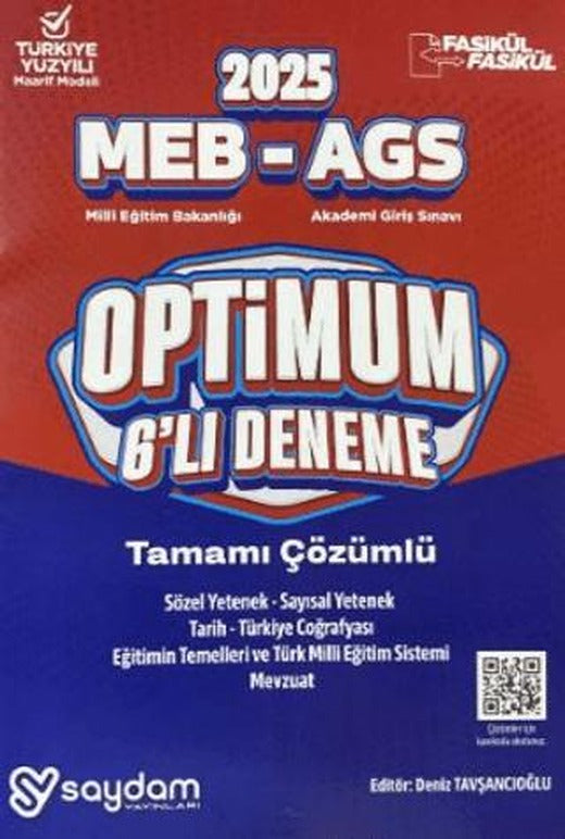 2025 MEB-AGS Tüm Dersler Optimum 6 Deneme Fasikül Çözümlü | Saydam Yayınları (Ciltsiz)