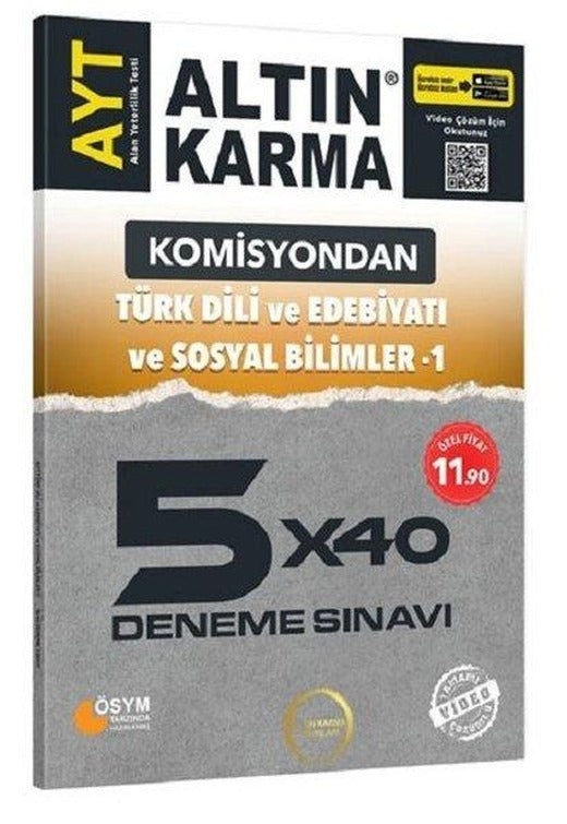 Komisyondan AYT Türk Dili ve Edebiyatı ve Sosyal Bilimler 1-5x40 Deneme Sınavı | Altın Karma Yayınları (İnce Kapak)