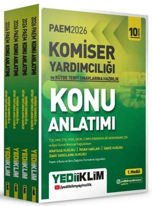 2026 PAEM Komiser Yardımcılığı ve Rütbe Terfi Sınavlarına Hazırlık Konu Anlatımı Seti 4 Modül | Yediiklim Yayınları (Ciltsiz)