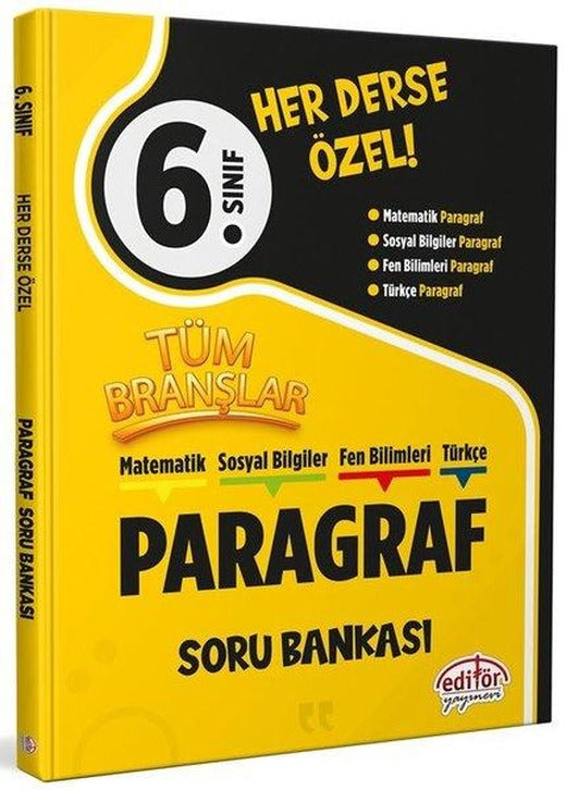 6. Sınıf Tüm Branşlar Paragraf Soru Bankası | Editör (İnce Kapak)