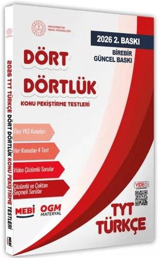 2026 YKS-TYT MEBİ-OGM Dört Dörtlük Türkçe Pekiştirme Testi Soru Bankası Video Çözümlü