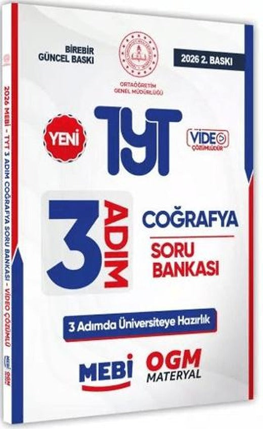 2026 TYT MEBİ-OGM 3 ADIM Coğrafya Soru Bankası RENKLİ A4 Boyut Video Çözümlü