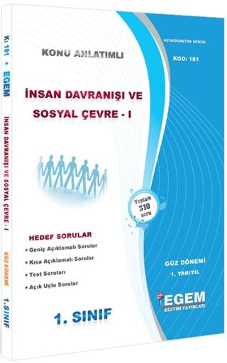 1. Sınıf 1. Yarıyıl İnsan Davranışı ve Sosyal Çevre 1 Konu Anlatımlı Soru Bankası - Kod 181