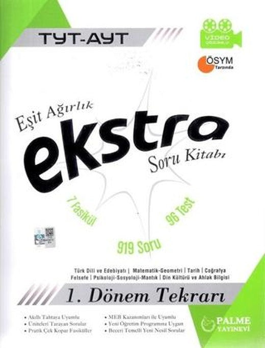 Palme YKS TYT AYT Eşit Ağırlık Ekstra Soru Kitabı 1. Dönem Tekrarı | Palme Yayınları (Ciltsiz)