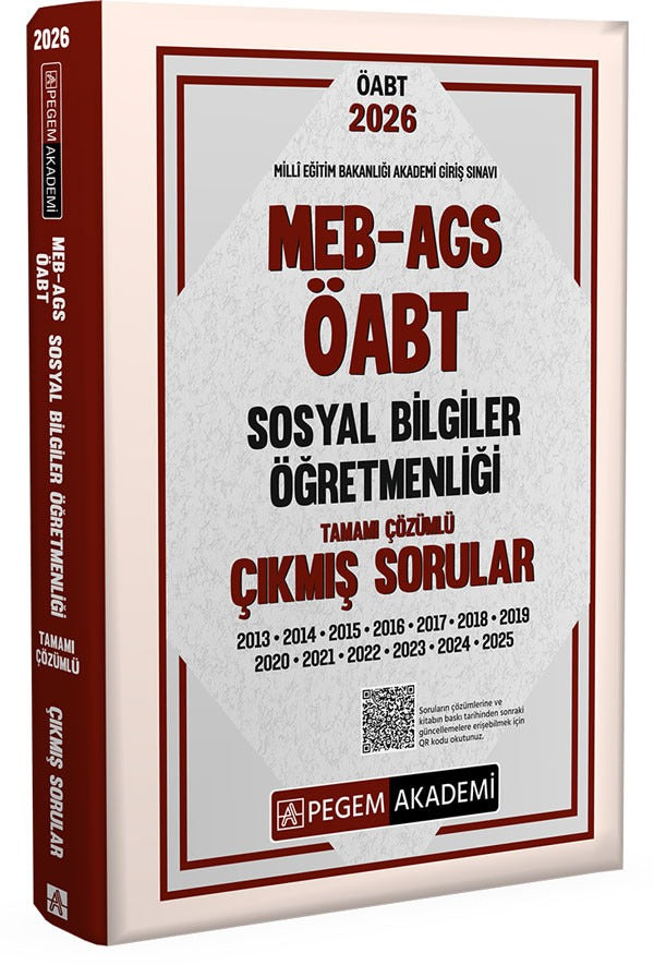 2026 MEB AGS ÖABT Sosyal Bilgiler Öğretmenliği Tamamı Çözümlü Çıkmış Sorular | Pegem Akademi Yayıncılık (İnce Kapak)