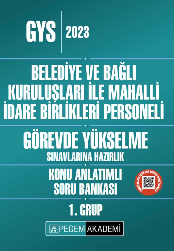 2026 GYS Belediye ve Bağlı Kuruluşları ile Mahalli İdare Birlikleri Personeli (1.Grup) Görevde Yükselme Sınavlarına Hazırlık Konu Anlatımlı Soru Bankası | Pegem Akademi Yayıncılık (Ciltsiz)