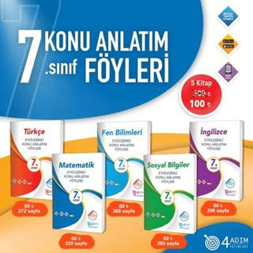 7. Sınıf Etkileşimli Konu Anlatım Föyleri Seti | 4 Adım Yayınları (Ciltsiz)