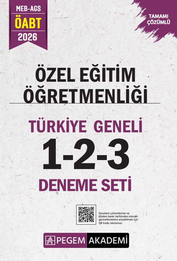 2026 MEB AGS ÖABT Özel Eğitim Öğretmenliği Tamamı Çözümlü Türkiye Geneli 1-2-3 (3'lü Deneme Seti) | Pegem Akademi Yayıncılık (Ciltsiz)