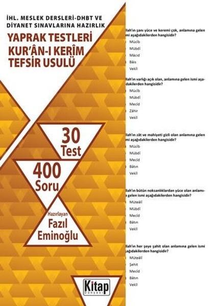 Kur'an-ı Kerim Tefsir Usulü-İHL.Meslek Dersleri DHBT ve Diyanet Sınavlarına Hazırlık Yaprak Testleri | Kitap Dünyası (İnce Kapak) - Resim 1