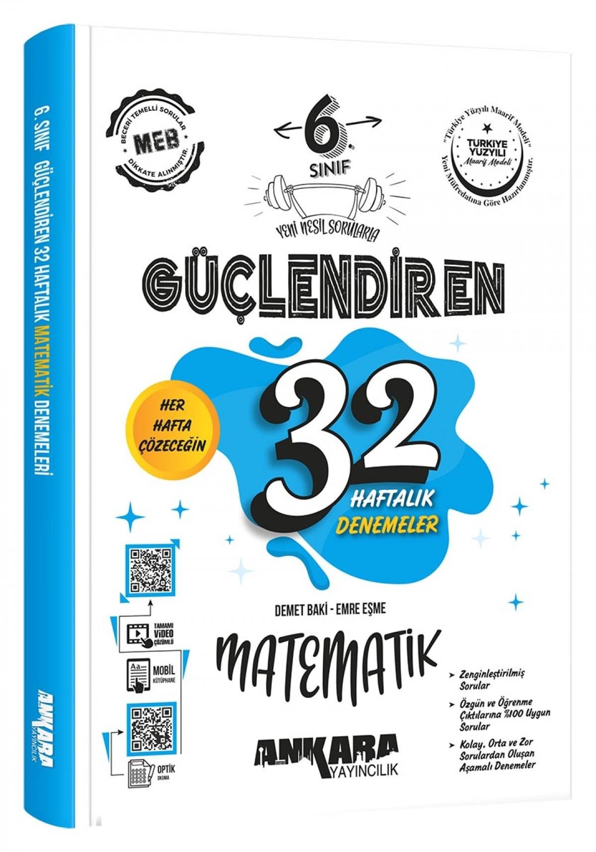 6. Sınıf Güçlendiren 32 Haftalık Matematik Kazanım Denemeleri 2026 kitap kapağı