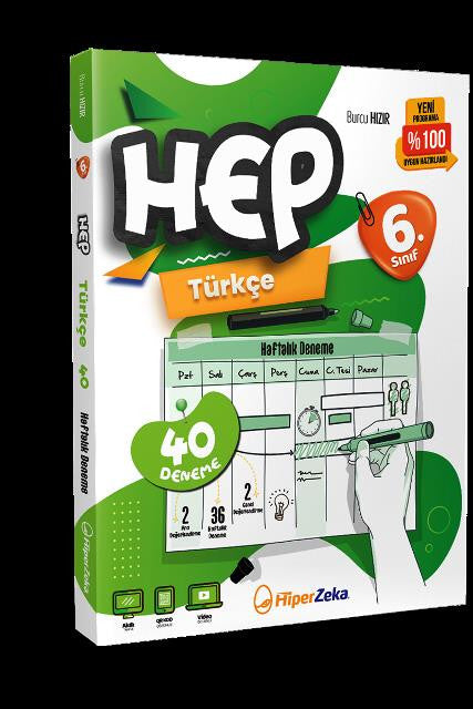 6. Sınıf Haftalık HEP Türkçe 40 Deneme kitap kapağı