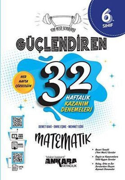6. Sınıf Matematik Güçlendiren 32 Haftalık Kazanım Denemeleri - Demet Baki kitap kapağı