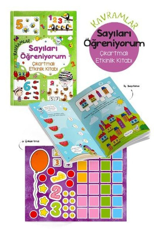 Kavramlar - Sayıları Öğreniyorum Çıkartmalı Etkinlik Kitabı 3 + Yaş | Bigkids Yayınları (İnce Kapak)