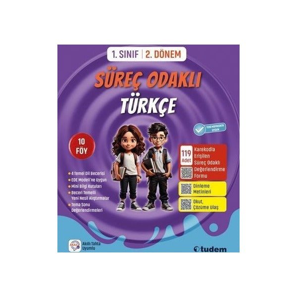 1. Sınıf 2. Dönem Süreç Odaklı - Türkçe | Tudem Yayınları - Ders Kitapları (İnce Kapak)