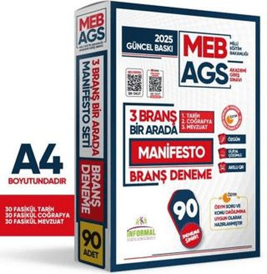 2025 MEB AGS Tarih-Coğrafya-Mevzuat Manifesto 90 Adet Branş Deneme (3x30) Fasikül Seti Çözümlü | Karakutu Yayın (Ciltsiz)