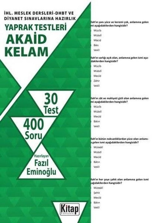 Akaid Kelam-İHL.Meslek Dersleri DHBT ve Diyanet Sınavlarına Hazırlık Yaprak Testleri | Kitap Dünyası (İnce Kapak)