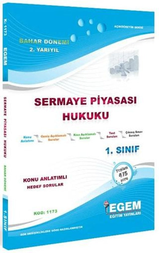 1. Sınıf 2. Yarıyıl Sermaye Piyasası Hukuku Konu Anlatımlı Hedef Sorular - Kod 1173 | Egem Eğitim Yayınları (Ciltsiz)