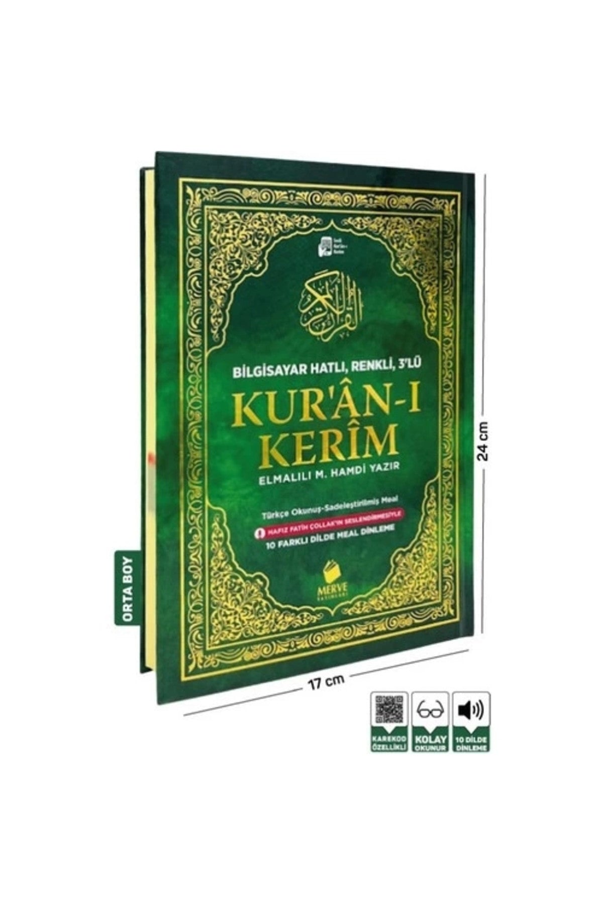Türkçe Okunuşlu Kur'an-ı Kerim ve Meali 3'lü (Üçlü) (Orta Boy) - Kasım Yayla kitap kapağı