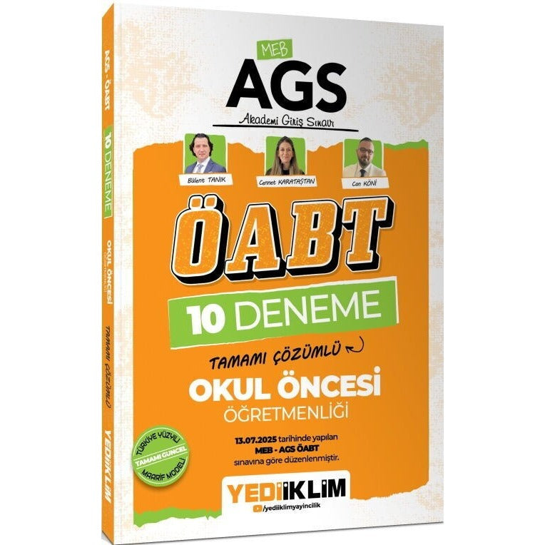 AGS ÖABT Okul Öncesi Öğretmenliği Tamamı Çözümlü 10 Deneme Sınavı