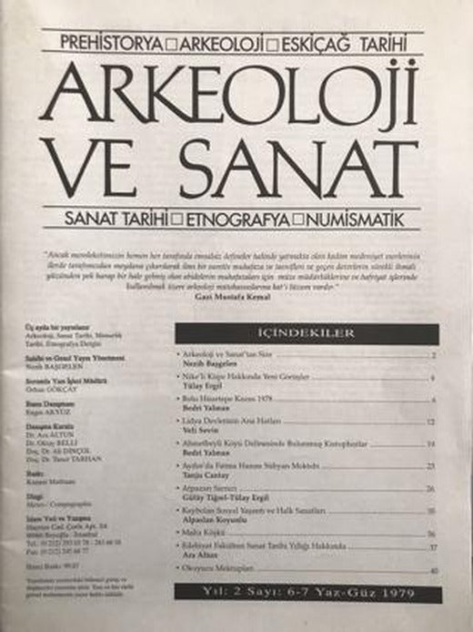 Arkeoloji ve Sanat Dergisi Sayı 6-7 | Arkeoloji ve Sanat Dergisi (Ciltsiz)