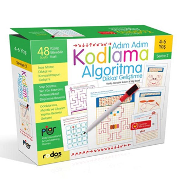 Adım Adım Kodlama Algoritma Dikkat Geliştirme Seviye 2 | Piar Kids