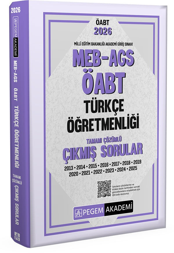 2026 MEB AGS ÖABT Türkçe Öğretmenliği Tamamı Çözümü Çıkmış Sorular | Pegem Akademi Yayıncılık (Ciltsiz)