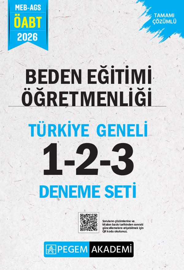 2026 MEB AGS ÖABT Beden Eğitimi Öğretmenliği Tamamı Çözümlü Türkiye Geneli 1-2-3 (3'lü Deneme Seti) | Pegem Akademi Yayıncılık (Ciltsiz)