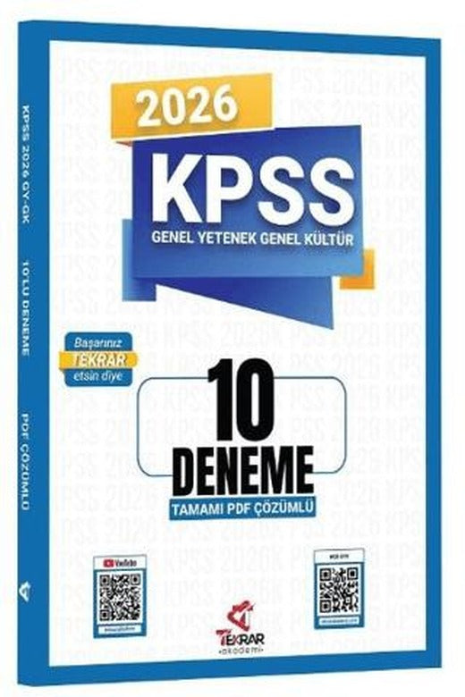 2026 KPSS Genel Yetenek Genel Kültür 10 Deneme Çözümlü | Tekrar Akademi Yayınları (Ciltsiz)