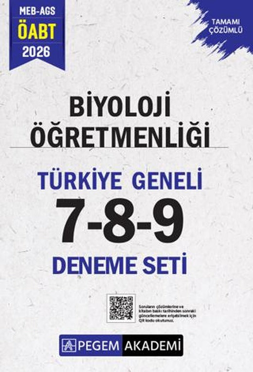 2026 MEB AGS ÖABT Biyoloji Öğretmenliği Tamamı Çözümlü Türkiye Geneli 7-8-9 (3'lü Deneme Seti) | Pegem Akademi Yayıncılık (Ciltsiz)
