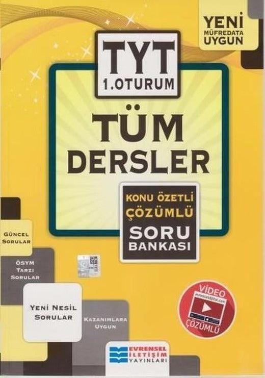 TYT Tüm Dersler Konu Özetli Çözümlü Soru Bankası 1.Oturum | Evrensel İletişim Yayınları (İnce Kapak)
