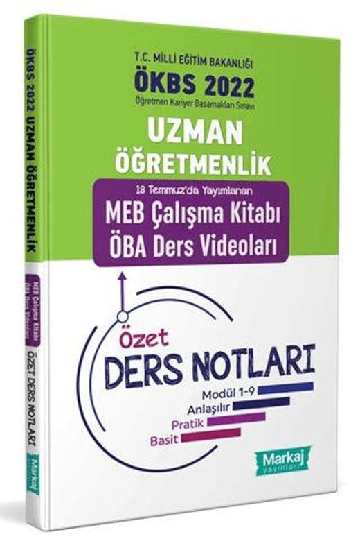 2022 Uzman Öğretmenlik MEB Çalışma Kitabı ÖBA Ders Videoları Özet Ders Notları | Markaj Yayınları (Ciltsiz)