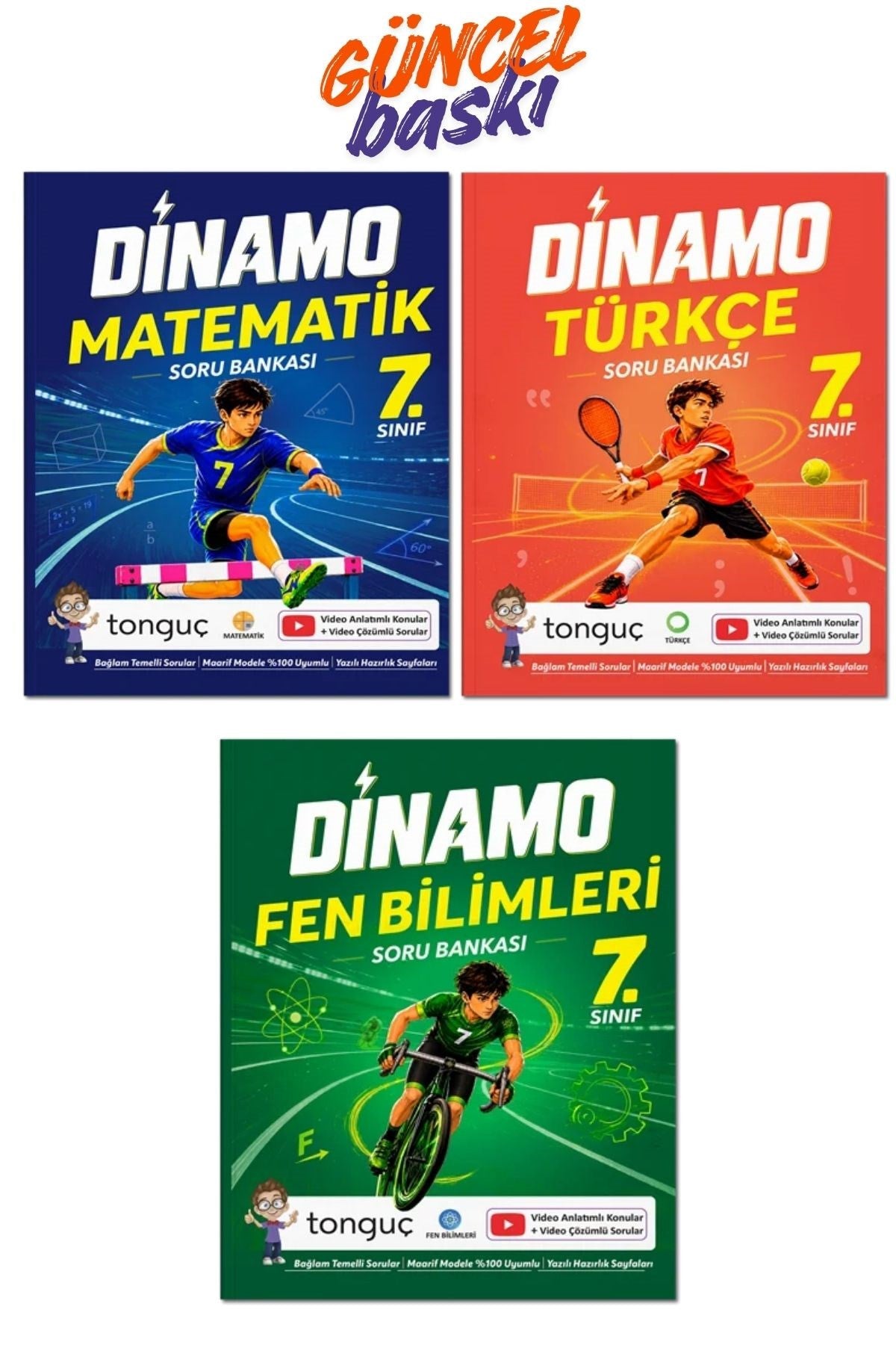 7. Sınıf Dinamo Matematik - Türkçe - Fen Bilimleri Soru Bankası Tonguç yayınları kitap kapağı