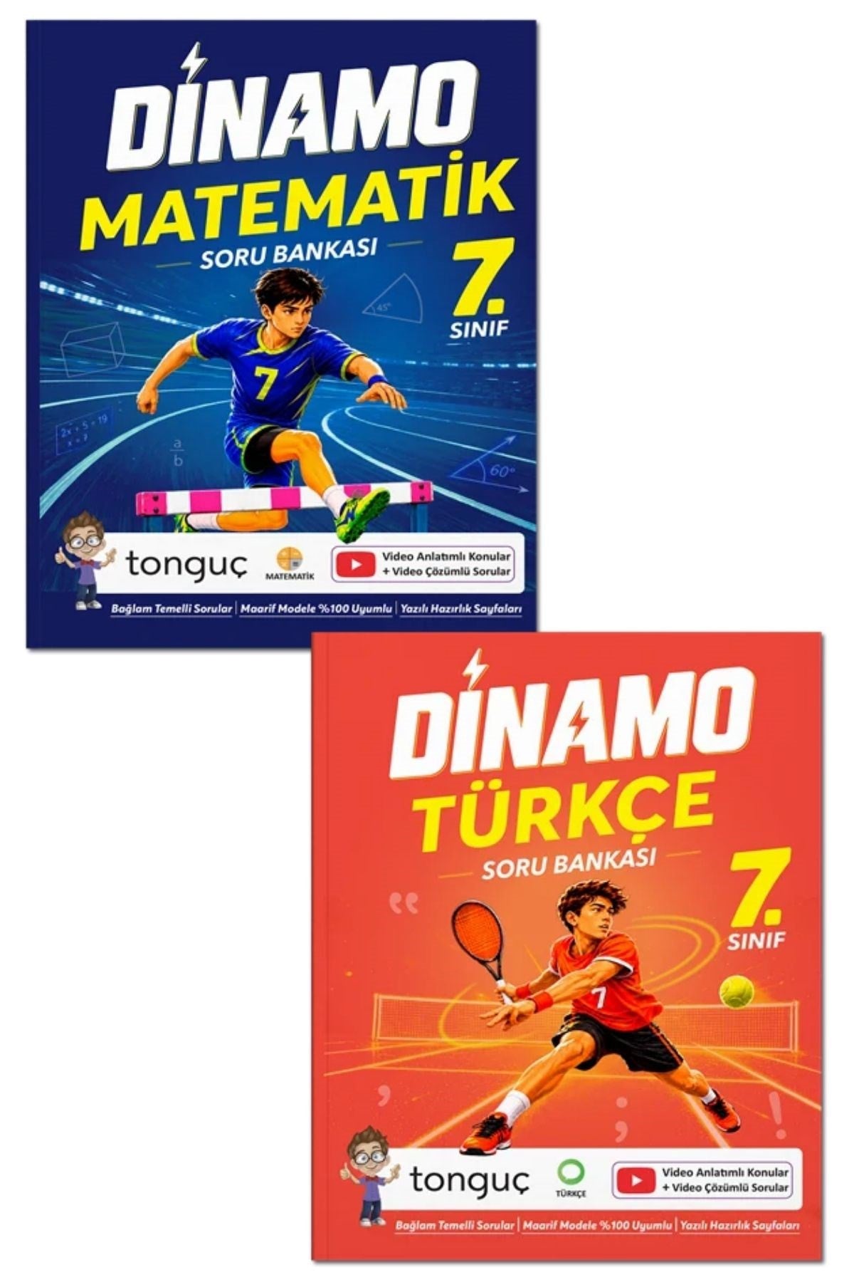 7. Sınıf Dinamo Türkçe ve Matematik Soru Bankası Tonguç yayınları kitap kapağı