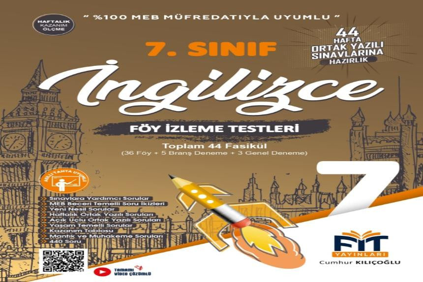 Fit Yayınları 7. SINIF İNGİLİZCE FÖY DENEME TESTLERİ kitap kapağı