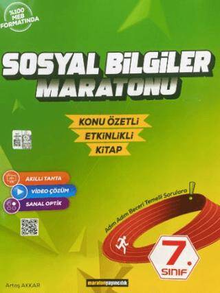 7. Sınıf Sosyal Bilgiler Maratonu Konu Özetli - Etkinlikli Kitap - Artaş Akkar kitap kapağı