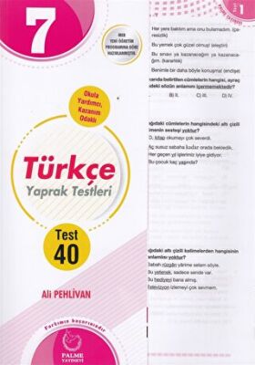 7. Sınıf Türkçe Yaprak Testleri - Ali Pehlivan kitap kapağı