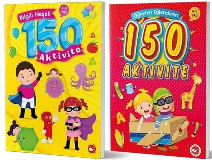4 - 6 Yaş Bilgili Eğlendiren 150 Aktivite Seti - 2 Kitap Takım | Beyaz Balina Yayınları (İnce Kapak)