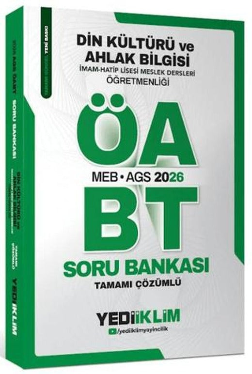 2026 MEB-AGS ÖABT Din Kültürü ve Ahlak Bilgisi Öğretmenliği Tamamı Çözümlü Soru Bankası | Yediiklim Yayınları (Ciltsiz)