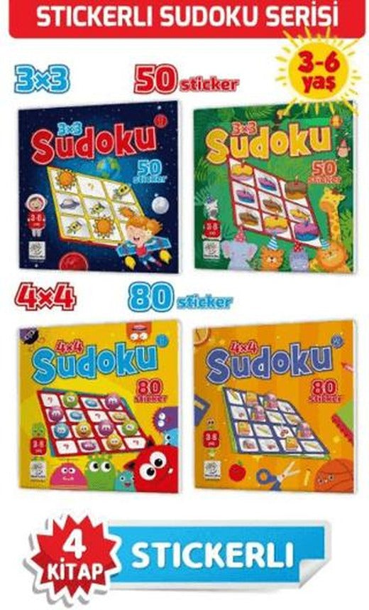 3-6 Yaş Stickerlı Sudoku Seti (Dikkat ve Zeka Geliştiren Bulmacalar Serisi, 260 Adet Çıkartma)
