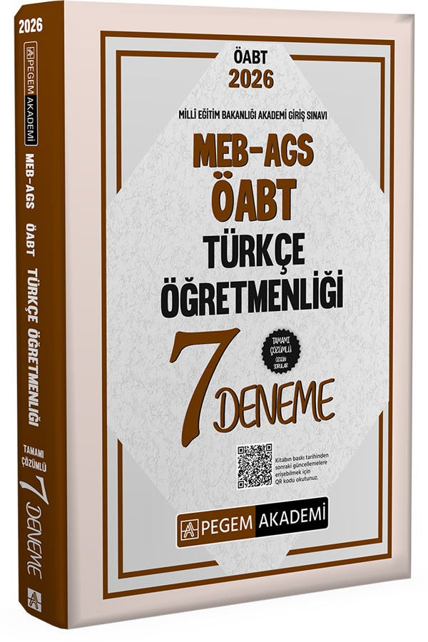 2026 MEB AGS ÖABT Türkçe Öğretmenliği Tamamı Çözümlü 7 Deneme | Pegem Akademi Yayıncılık (İnce Kapak)
