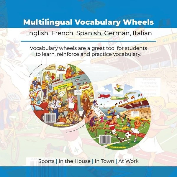 Kelime Çarkları Seti - 5 Dilde Temel Kelimeler (İngilizce, Almanca, İspanyolca, Fransızca, İtalyanca) Multilingual Vocabulary Wheels | Nüans (İnce Kapak)