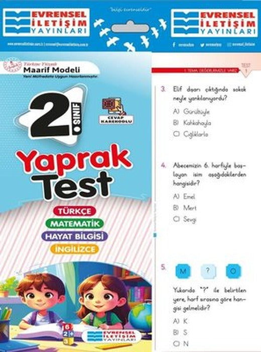 2. Sınıf Maarif Model Tüm Dersler Yaprak Test |Evrensel İletişim Yayınları (İnce Kapak)
